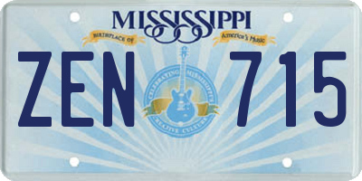 MS license plate ZEN715