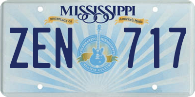 MS license plate ZEN717
