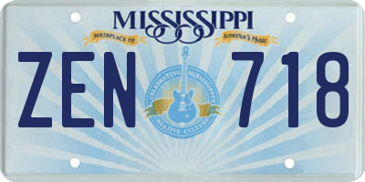 MS license plate ZEN718