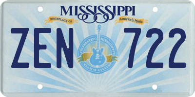MS license plate ZEN722