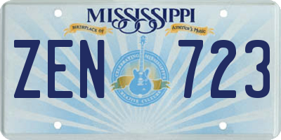 MS license plate ZEN723