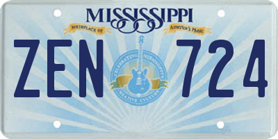 MS license plate ZEN724