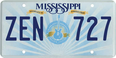 MS license plate ZEN727