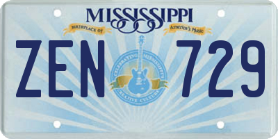 MS license plate ZEN729