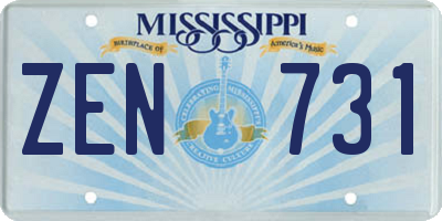 MS license plate ZEN731