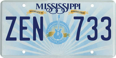 MS license plate ZEN733