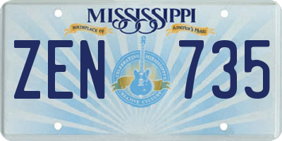 MS license plate ZEN735