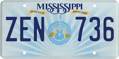 MS license plate ZEN736