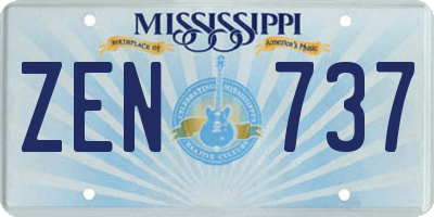 MS license plate ZEN737