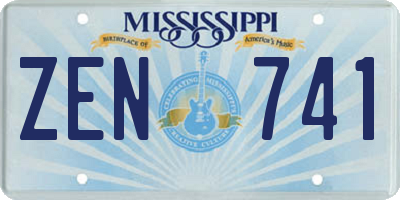 MS license plate ZEN741