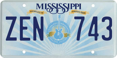 MS license plate ZEN743