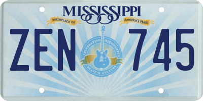 MS license plate ZEN745