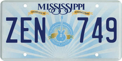 MS license plate ZEN749