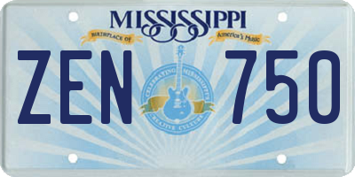 MS license plate ZEN750