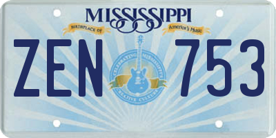 MS license plate ZEN753
