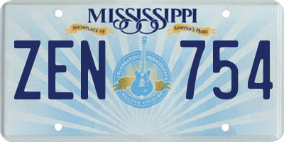 MS license plate ZEN754