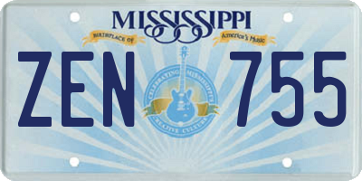 MS license plate ZEN755