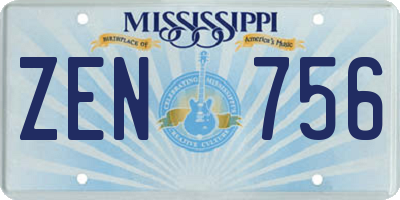 MS license plate ZEN756