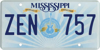 MS license plate ZEN757