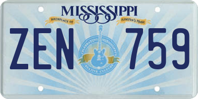 MS license plate ZEN759