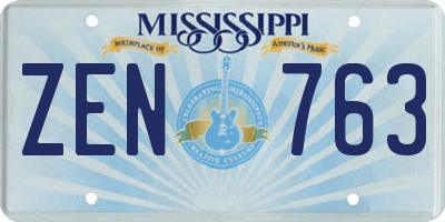 MS license plate ZEN763