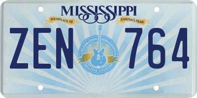 MS license plate ZEN764