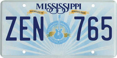 MS license plate ZEN765