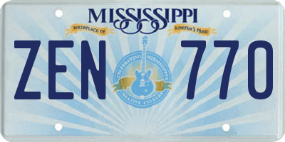 MS license plate ZEN770