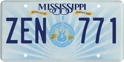 MS license plate ZEN771