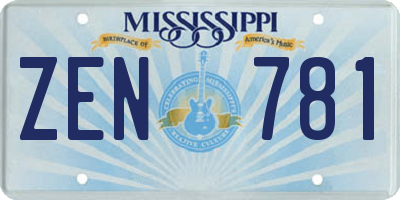 MS license plate ZEN781