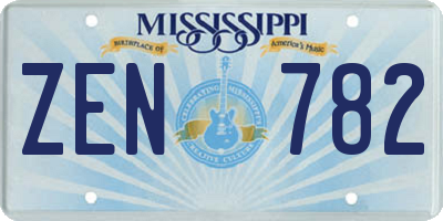 MS license plate ZEN782