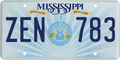 MS license plate ZEN783