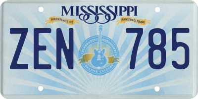 MS license plate ZEN785
