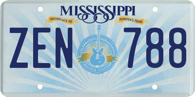 MS license plate ZEN788