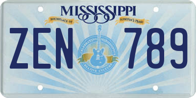 MS license plate ZEN789