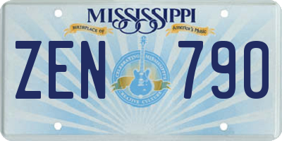MS license plate ZEN790