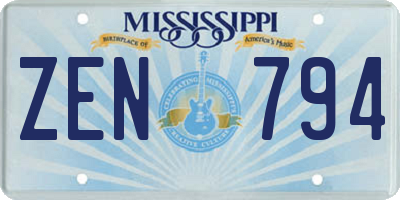 MS license plate ZEN794