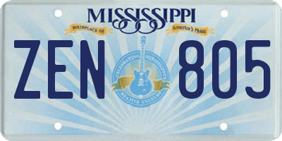 MS license plate ZEN805