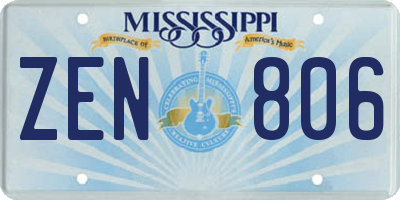 MS license plate ZEN806