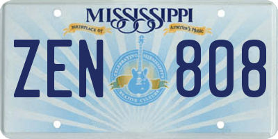 MS license plate ZEN808