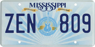 MS license plate ZEN809