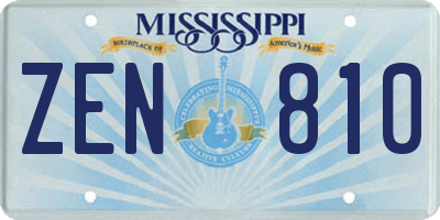 MS license plate ZEN810