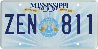 MS license plate ZEN811