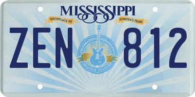 MS license plate ZEN812
