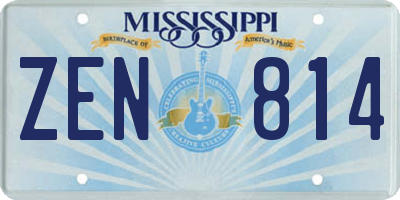 MS license plate ZEN814