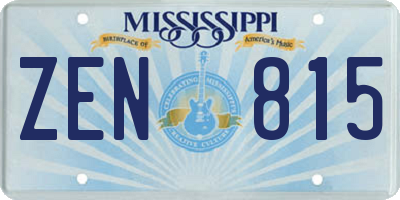 MS license plate ZEN815