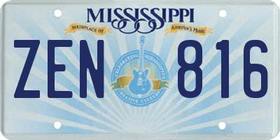 MS license plate ZEN816