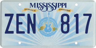 MS license plate ZEN817