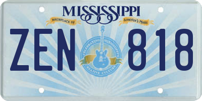 MS license plate ZEN818