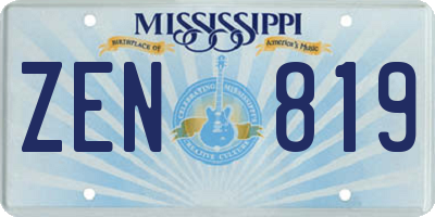 MS license plate ZEN819